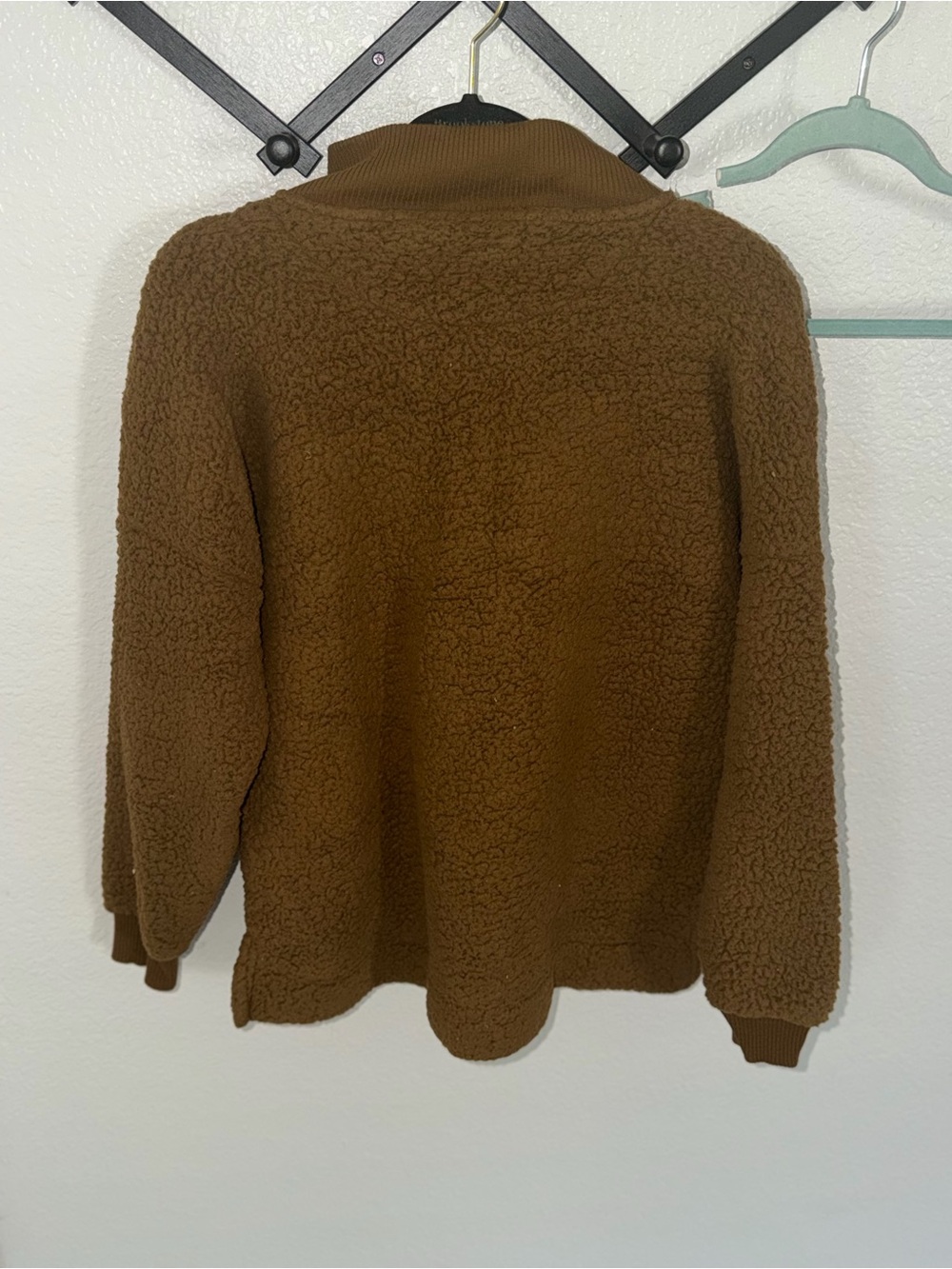 Aerie Brown Sherpa Fleece Half Zip Pullover Sweatshirt Women’s Small S - Picture 3 of 4